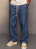 Lässige Hose aus Kunst-Denim mit Kordelzug