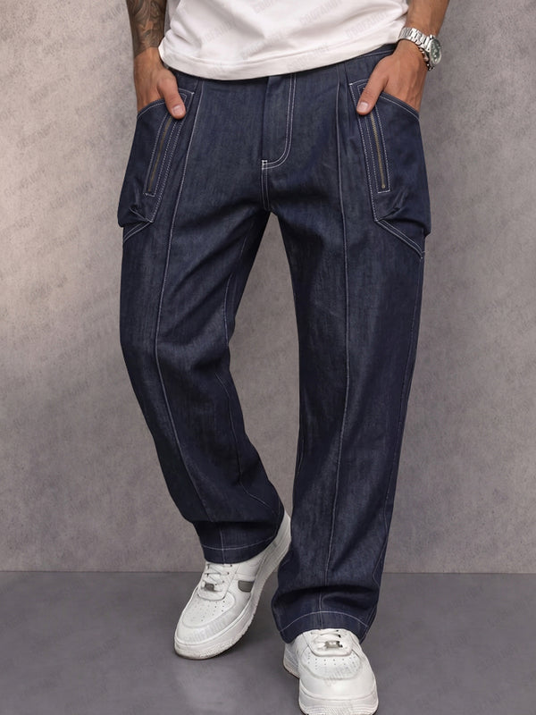 Casual Street Style Denim-Optik Cargo Hose