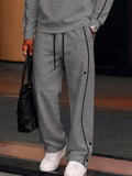 Casual Loose Fit Kontrast-Paspel Hoodie Set