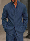 Style Denim-Optik Verdeckte Knopfleiste Jacke Set