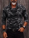 Style Camouflage Wasserfallkragen Pullover