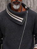 Casual Diagonaler Reißverschluss Colorblocking Strickpullover