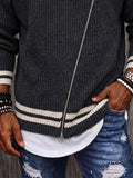 Casual Diagonaler Reißverschluss Colorblocking Strickpullover