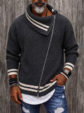 Casual Diagonaler Reißverschluss Colorblocking Strickpullover