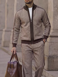 Urban Colorblocking Fischgrät Muster Jacke Hose Set