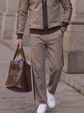 Urban Colorblocking Fischgrät Muster Jacke Hose Set