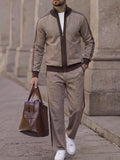 Urban Colorblocking Fischgrät Muster Jacke Hose Set