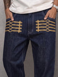 Casual Gold Posamenten-Optik Denim-Optik Hose