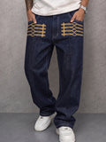 Casual Gold Posamenten-Optik Denim-Optik Hose