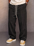 Casual Straight Cut Feinkord Kordelzug Hose