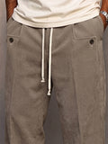 Casual Straight Cut Feinkord Kordelzug Hose