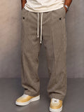 Casual Straight Cut Feinkord Kordelzug Hose