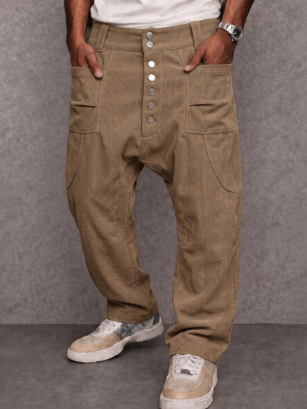 Casual Streetwear Feinkord Hose mit tiefem Schritt