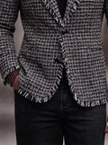 Modern Fransen-Optik Karo Tweed Blazer
