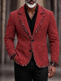 Modern Fransen-Optik Karo Tweed Blazer