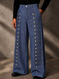 Style Zierknöpfe Denim-Optik Hose