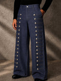 Style Zierknöpfe Denim-Optik Hose