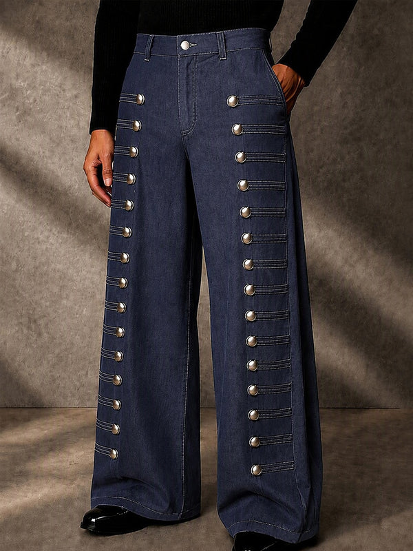 Style Zierknöpfe Denim-Optik Hose