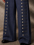 Style Zierknöpfe Denim-Optik Hose