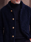 Fleece-Mantel mit Knopfleiste & Vintage-Details