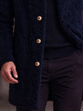 Fleece-Mantel mit Knopfleiste & Vintage-Details