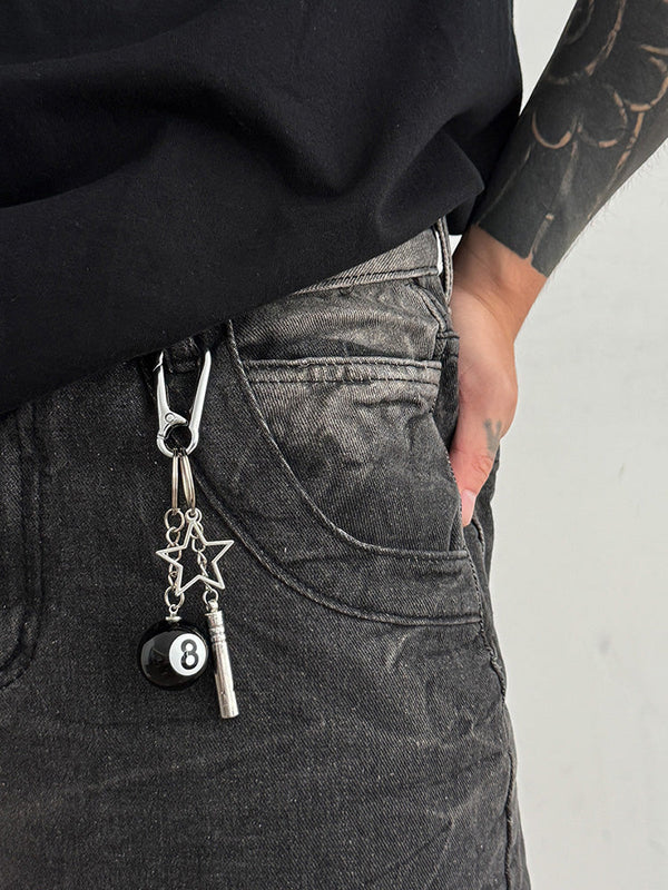 Goth Billardkugel-Anhänger Schlüsselanhänger für Taschen und Jeans