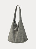 Weiche Schultertasche aus Tweed und Canvas