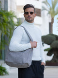 Weiche Schultertasche aus Tweed und Canvas