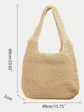 Minimalistische große gewebte Strand-Schultertasche in Stroh-Optik