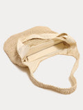 Minimalistische große gewebte Strand-Schultertasche in Stroh-Optik