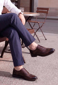 Echtleder-Brogues mit Flügelkappe