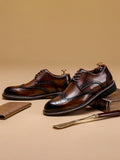 Echtleder-Brogues mit Flügelkappe