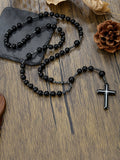 Vintage Kreuz-Anhänger Halskette mit Tigerauge-Perlen