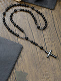 Vintage Kreuz-Anhänger Halskette mit Tigerauge-Perlen