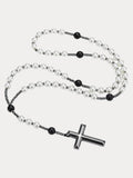 Vintage Kreuz-Anhänger Halskette mit Tigerauge-Perlen
