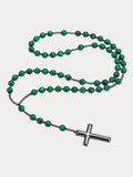 Vintage Kreuz-Anhänger Halskette mit Tigerauge-Perlen