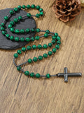 Vintage Kreuz-Anhänger Halskette mit Tigerauge-Perlen