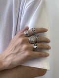 5-teiliges Ring-Set im Retro-Totem-Design