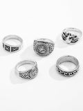 5-teiliges Ring-Set im Retro-Totem-Design