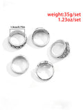 5-teiliges Ring-Set im Retro-Totem-Design