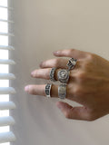 5-teiliges Ring-Set im Retro-Totem-Design