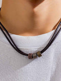 Vintage Choker-Halskette mit Lederknoten und Perlen
