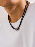 Vintage Choker-Halskette mit Lederknoten und Perlen