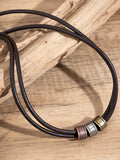Vintage Choker-Halskette mit Lederknoten und Perlen
