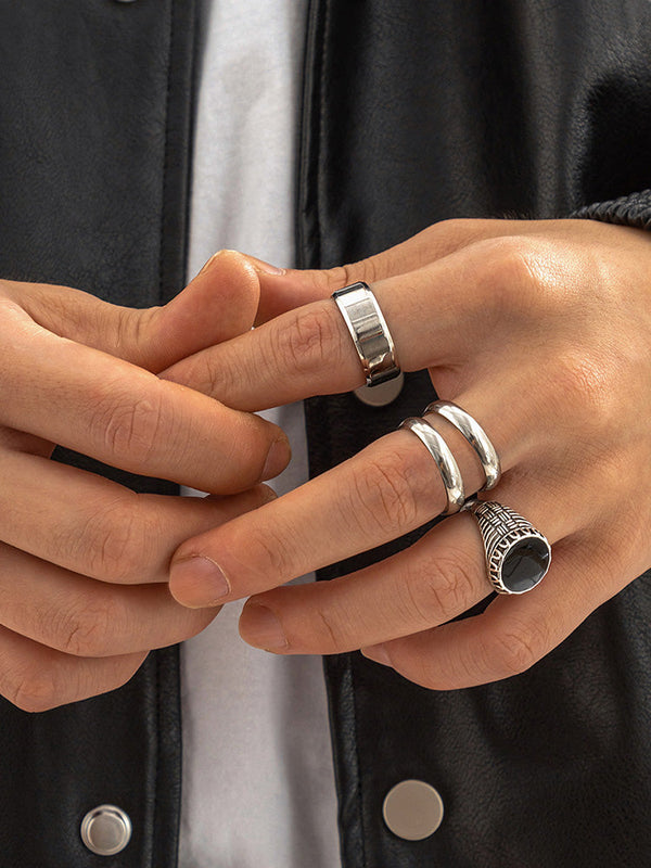 Stylishes 4-teiliges Ring-Set im Streetstyle