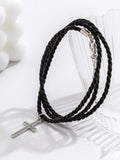 Mehrlagiges Wickelarmband mit Kreuz im Ethno-Stil