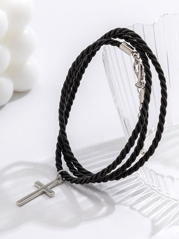 Mehrlagiges Wickelarmband mit Kreuz im Ethno-Stil