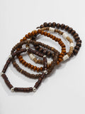 5-teiliges Retro-Holzperlen-Armband-Set
