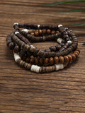 5-teiliges Retro-Holzperlen-Armband-Set