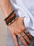 5-teiliges Retro-Holzperlen-Armband-Set